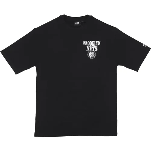 NBA Script Oversize Tee Schwarz/Weiß , Herren, Größe: M - new era - Modalova