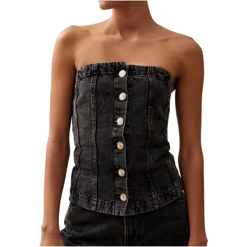 Schwarzes Denim-Top , Damen, Größe: S - ALOHAS - Modalova