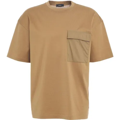 Braune T-Shirts Polos für Herren , Herren, Größe: XL - Herno - Modalova