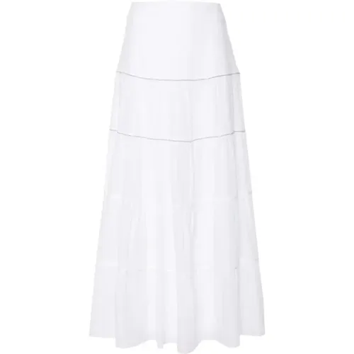 Beaded Maxi Skirt with A-Line Flared Hem , female, Sizes: XS - PESERICO - Modalova