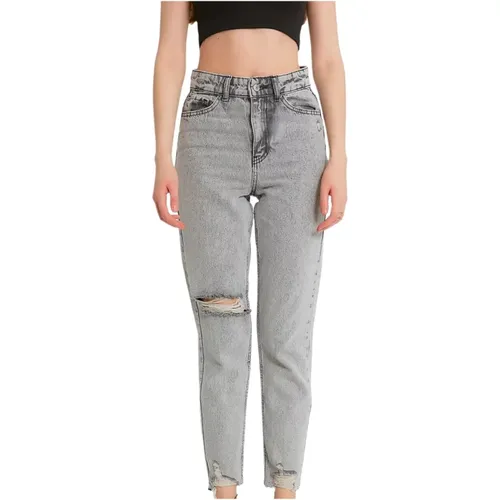 Ripped high-waisted jeans - D83615 , female, Sizes: W26, W30, W25 - catwalk - Modalova