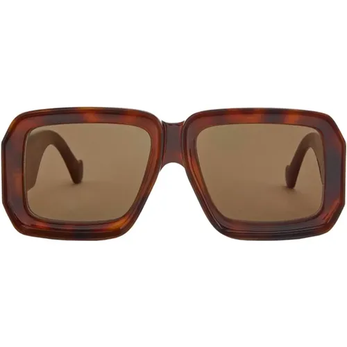 Square Acetate Sunglasses in Tortoise , female, Sizes: 56 MM - Loewe - Modalova