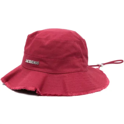 Stilvolle Rote Baumwoll-Breitkrempige Hut , unisex, Größe: 60 CM - Jacquemus - Modalova