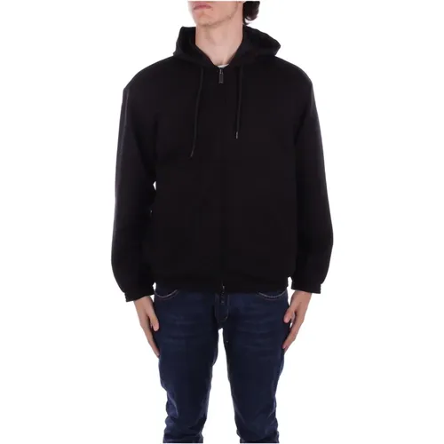 Schwarzer Hoodie mit Frontlogo-Reißverschluss , Herren, Größe: M - Emporio Armani - Modalova