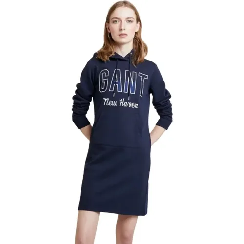 Kapuzen-Sweatshirt-Kleid mit Kängurutasche , Damen, Größe: M - Gant - Modalova