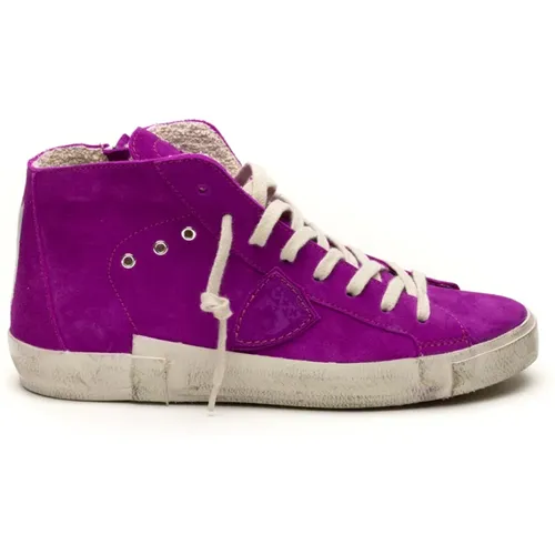 Fuchsia Prsx High Top Sneakers , female, Sizes: 5 UK, 6 UK, 7 UK, 4 UK - Philippe Model - Modalova