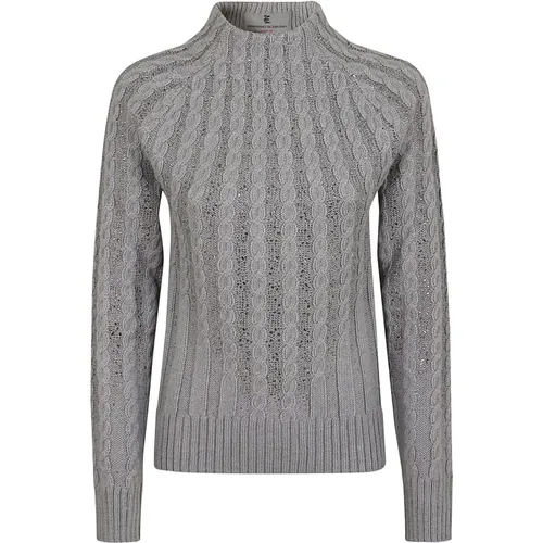 Grauer Zopfmuster Pullover Aw24 - Ermanno Scervino - Modalova