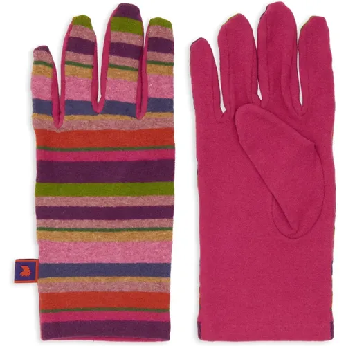 Lila Fleece-Handschuhe für Damen mit mehrfarbigen Streifen , Damen, Größe: ONE Size - Gallo - Modalova