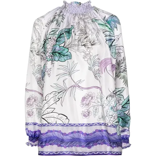 Lilac Palazzo Shirt with Japanese Branch Print , female, Sizes: XS, M, S - F.r.s For Restless Sleepers - Modalova