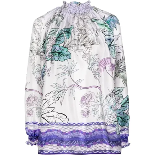 Lilac Palazzo Shirt with Japanese Branch Print , female, Sizes: XS, S - F.r.s For Restless Sleepers - Modalova