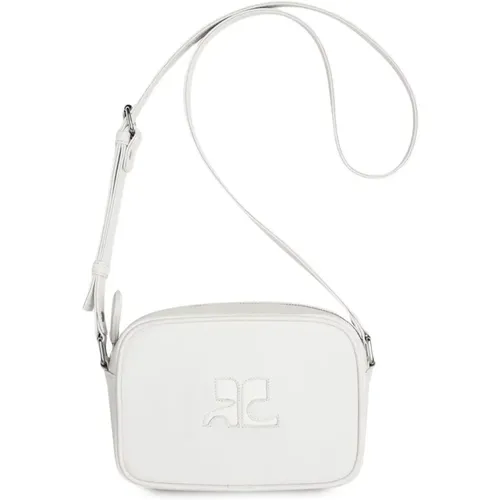 Weiße Leder Kamera Crossbody Tasche , Damen, Größe: ONE Size - Courrèges - Modalova