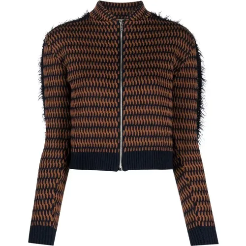 Bomber Cropped Wollstrickmantel , Damen, Größe: S - Durazzi Milano - Modalova