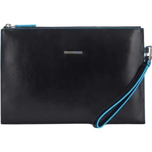 Schwarze Lederhandgelenk-Clutch Herrentasche - Piquadro - Modalova