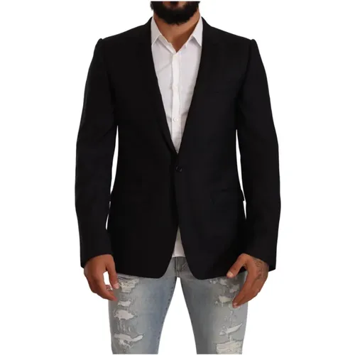 Wool Single Breasted Suit Gold Jacket , male, Sizes: L - Dolce & Gabbana - Modalova