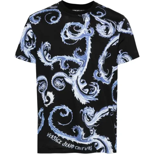 Barocco Print Crew Neck T-shirt , Herren, Größe: S - Versace Jeans Couture - Modalova