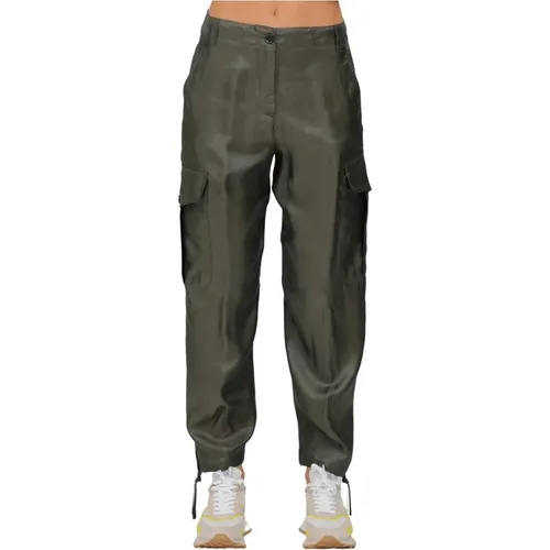 Cargo drawstring pants with cuff , female, Sizes: S, XS - Aspesi - Modalova