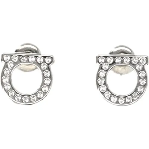 Gancini Crystals Silver Earrings Jewelry , female, Sizes: ONE SIZE - Salvatore Ferragamo - Modalova