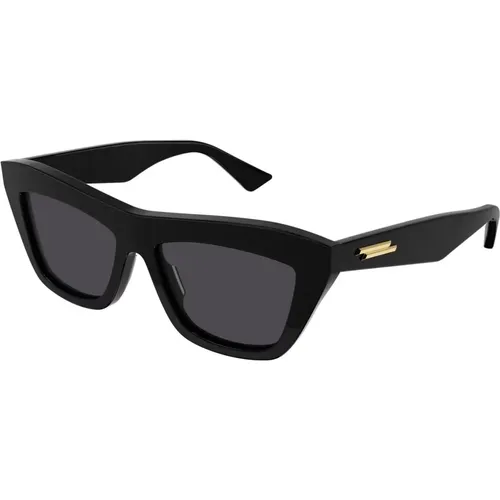 Schwarz/Graue Sonnenbrille Bv1121S , Damen, Größe: 55 MM - Bottega Veneta - Modalova