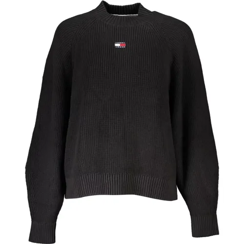 Schwarzer Pullover mit langen Ärmeln und hohem Kragen - Tommy Hilfiger - Modalova