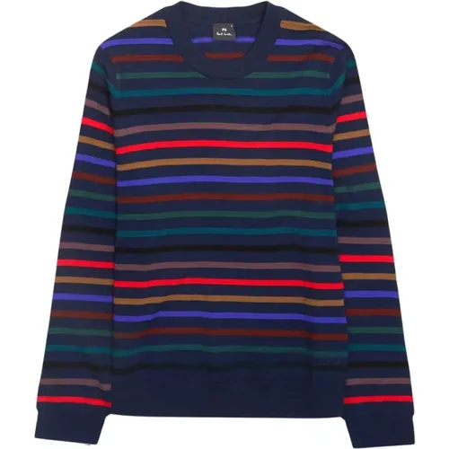 Blauer Wollstrickpullover Runder Ausschnitt , Herren, Größe: M - PS By Paul Smith - Modalova