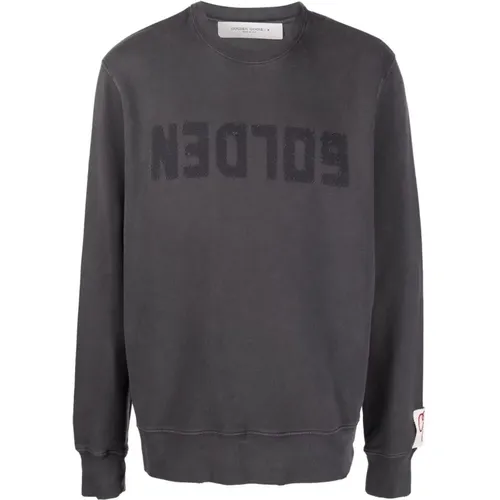 Grey Sweater with Logo Print , male, Sizes: M - Golden Goose - Modalova