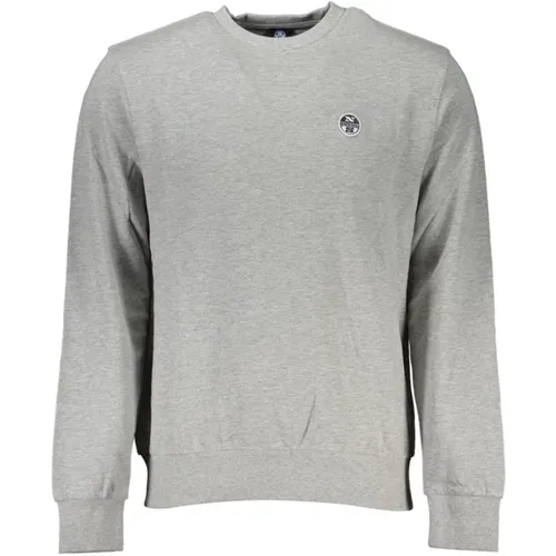 Brushed Cotton Sweatshirt with Applique Logo , male, Sizes: XL, 2XL, S - North Sails - Modalova