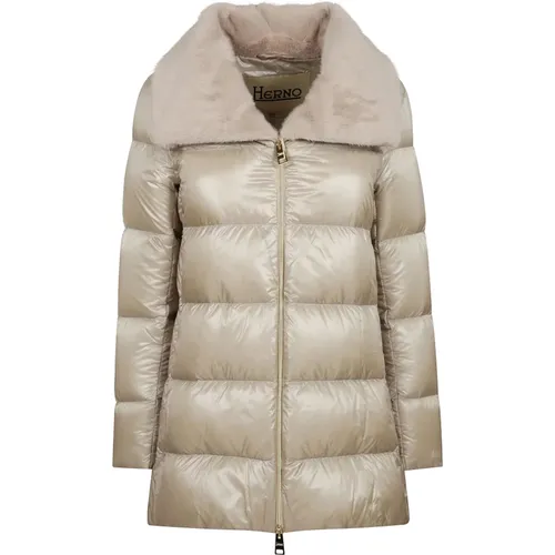 Nylon Ultraleicht Faux Fur Jacke , Damen, Größe: 2XL - Herno - Modalova