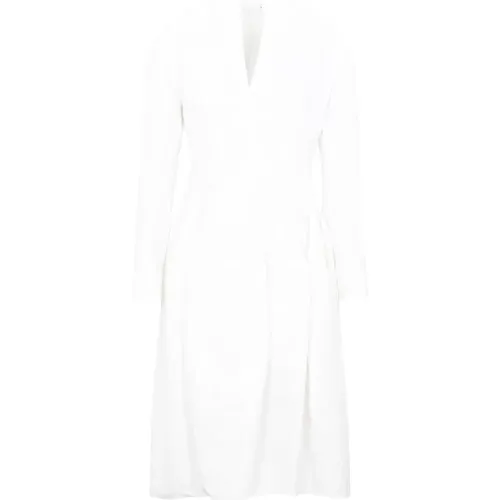 Weiße Baumwollhemdkleid mit langen Ärmeln - Bottega Veneta - Modalova