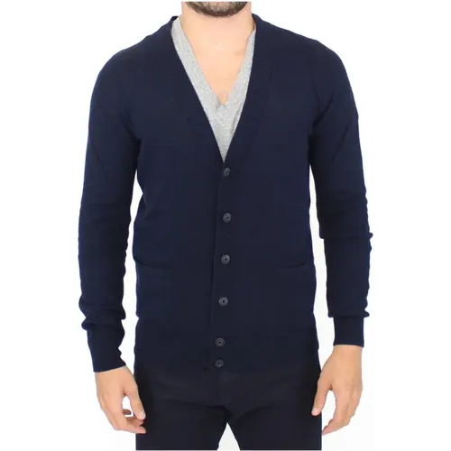 Blauer Woll-Kaschmir-Cardigan-Pullover , Herren, Größe: L - Ermanno Scervino - Modalova