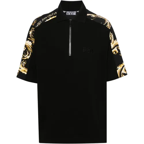 Schwarze T-Shirts & Polos Aw24 , Herren, Größe: L - Versace Jeans Couture - Modalova