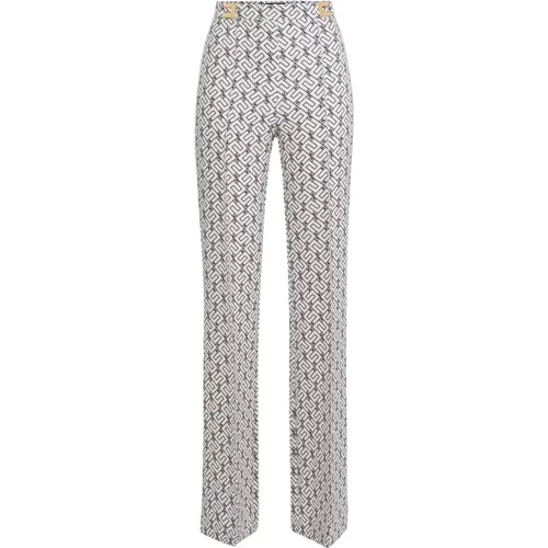 Hochtaillierte Palazzo-Hose mit All-Over-Logo-Print , Damen, Größe: XL - Elisabetta Franchi - Modalova