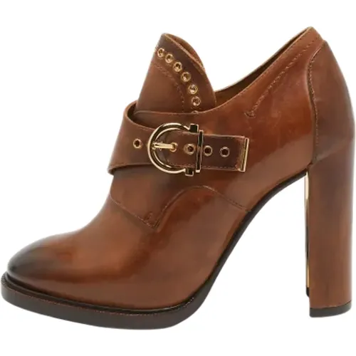 Pre-owned Leather boots , female, Sizes: 6 UK - Salvatore Ferragamo Pre-owned - Modalova