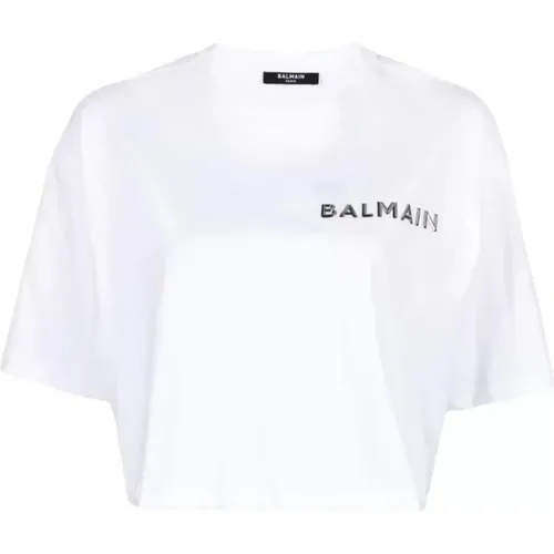 Cropped T-Shirt , female, Sizes: M, S, L - Balmain - Modalova