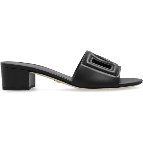 Leder hohe Absätze slides , Damen, Größe: 36 1/2 EU - Dolce & Gabbana - Modalova