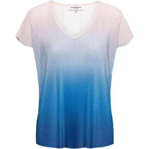 Blaue Plissé-Bluse mit V-Ausschnitt , Damen, Größe: S - &Co Woman - Modalova