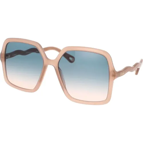 Vintage Oversized Square Sunglasses with Acetate Frame and Gradient Lenses , female, Sizes: 58 MM - Chloé - Modalova