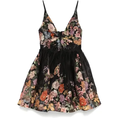 Floral Print Black Dress , female, Sizes: S - Zimmermann - Modalova