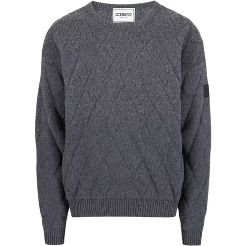 Wollpullover mit Diamantmuster , Herren, Größe: L - Iceberg - Modalova