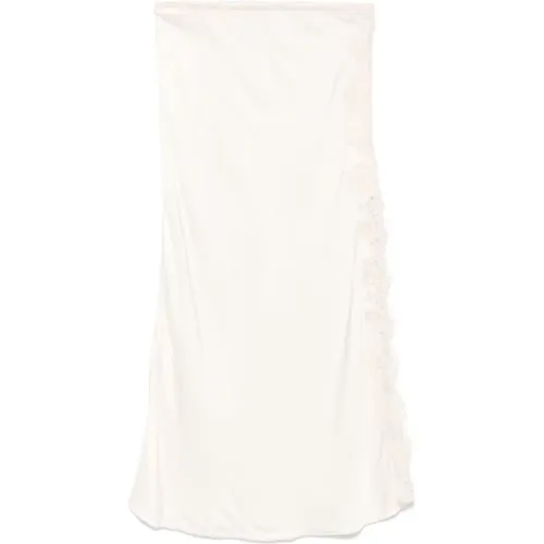 Cream White Lace Detail Midi Skirt , female, Sizes: S, XS - Ermanno Scervino - Modalova