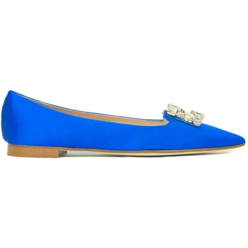 Satin Ballerina Flats mit Kristallaccessoire , Damen, Größe: 39 EU - Prosperine - Modalova