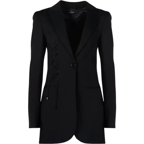 Schwarzer Blazer mit Gekreuztem Banddetail - pinko - Modalova