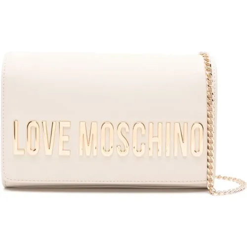 Ivory Logo Chain Shoulder Bag , female, Sizes: ONE SIZE - Love Moschino - Modalova