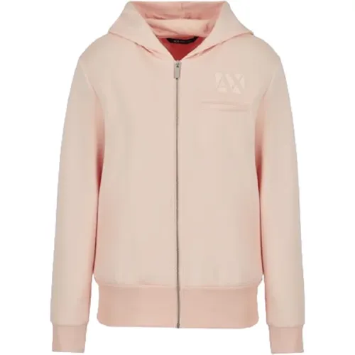 Rosa Hoodie mit Druck , Damen, Größe: XS - Armani Exchange - Modalova