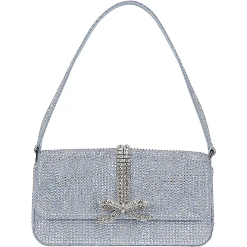 Denim Baguette Bag with Rhinestones , female, Sizes: ONE SIZE - Self Portrait - Modalova