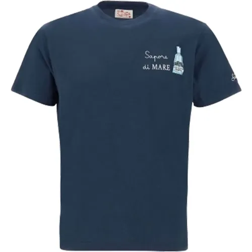 Blaues T-Shirt mit Stil , Herren, Größe: L - MC2 Saint Barth - Modalova