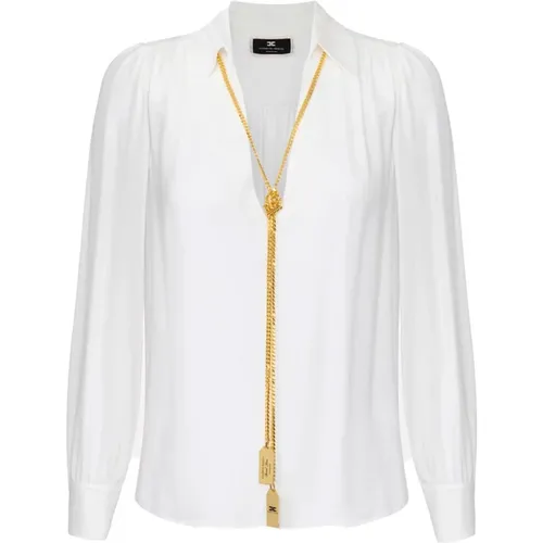 Ivory Bluse Eleganter Stil , Damen, Größe: 2XL - Elisabetta Franchi - Modalova