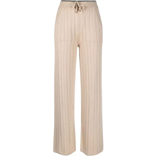 Ribbed-Knit Straight-Leg Trousers , female, Sizes: L, 2XS, S, XL - Lorena Antoniazzi - Modalova