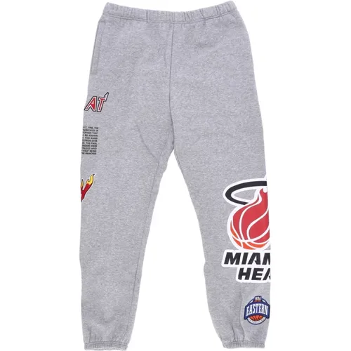 Miami Heat Fleece Tracksuit Pants , male, Sizes: L, M - Mitchell & Ness - Modalova