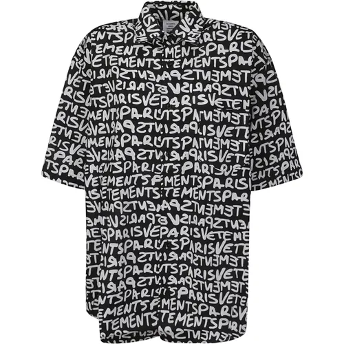 Logo Print Button-Up Shirt , male, Sizes: XS - Vetements - Modalova