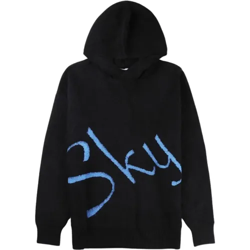 Knit Hoodie with Blue Accents , male, Sizes: L, XL - Blue Sky Inn - Modalova